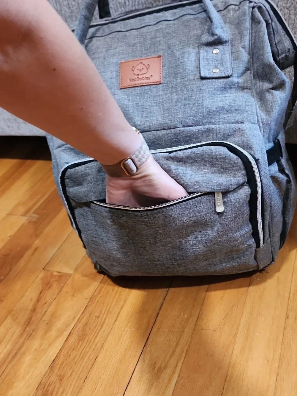 KeaBabies Original Diaper Bag Backpack - Classic Gray